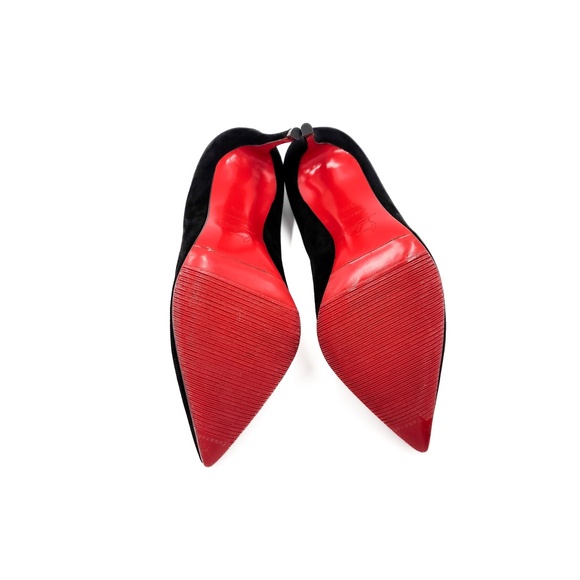 Christian Louboutin Crystal Heart Studded Black Suede Pumps Heels EU 37.5 - Picture 8 of 9
